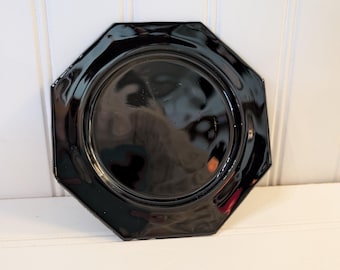 Vintage US Glass Black Scroll Saucer