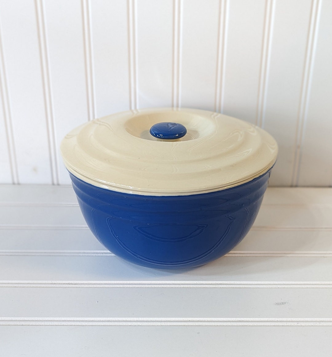 Vintage Universal Pottery Blue Oxford Stoneware Casserole Dish Etsy