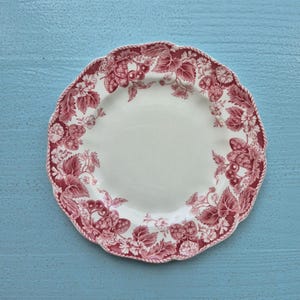 Vintage Johnson Brothers "Strawberry Fair" Pink Transferware Bread and Butter Plate- 6 1/4"