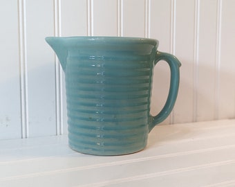 Vintage Weller Ware Turquoise Banded Pottery Pitcher