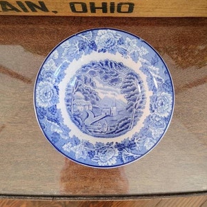 Vintage Wood & Sons Enoch English Scenery Blue Transferware Fruit/Dessert Bowl- 5 3/8"