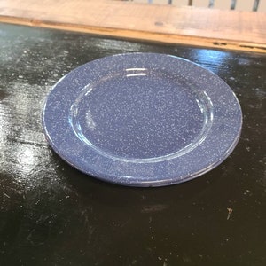 Vintage Blue Speckled Graniteware Plate