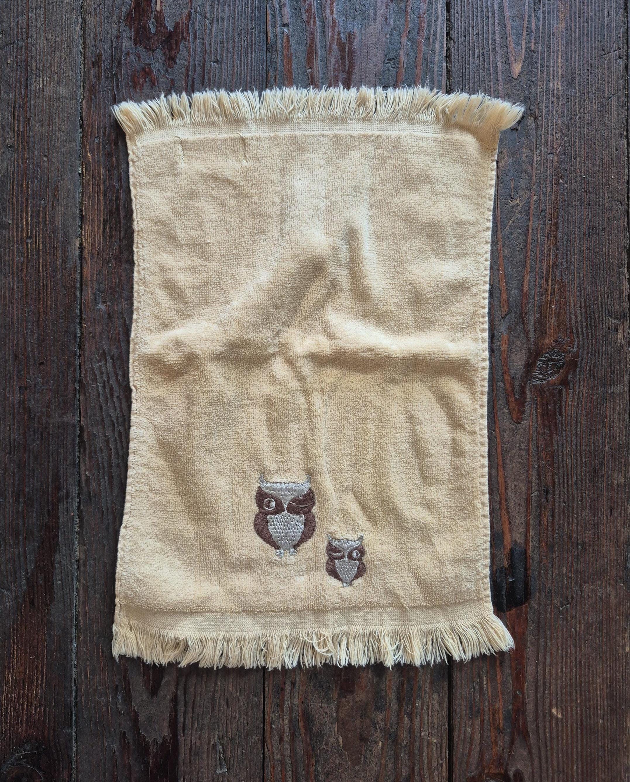 Vintage Martex Winking Owl Terry Hand Towel