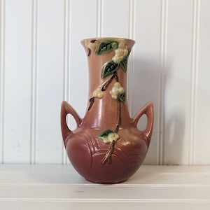Vintage Roseville Pottery Pink-Brown Snowberry Vase