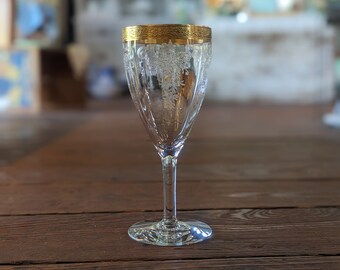 Vintage Tiffin Melrose Gold Rimmed Wine Glass