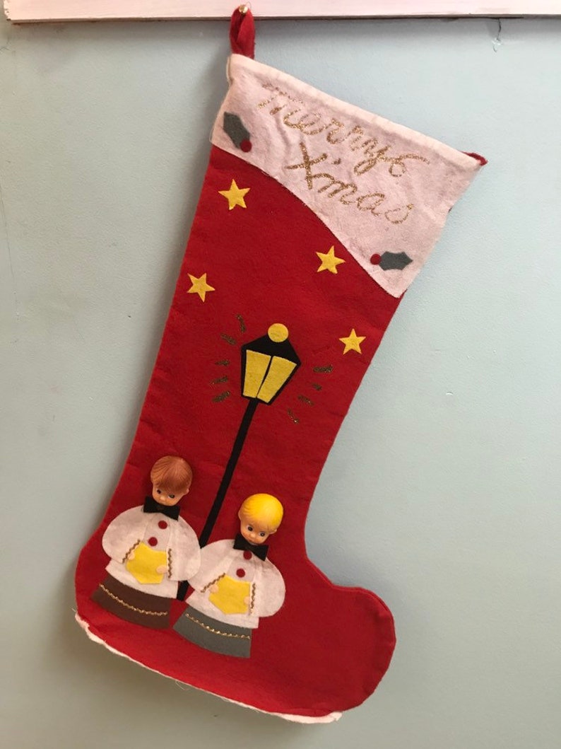 Vintage Japan Felt 3-D Choir Boy Stocking