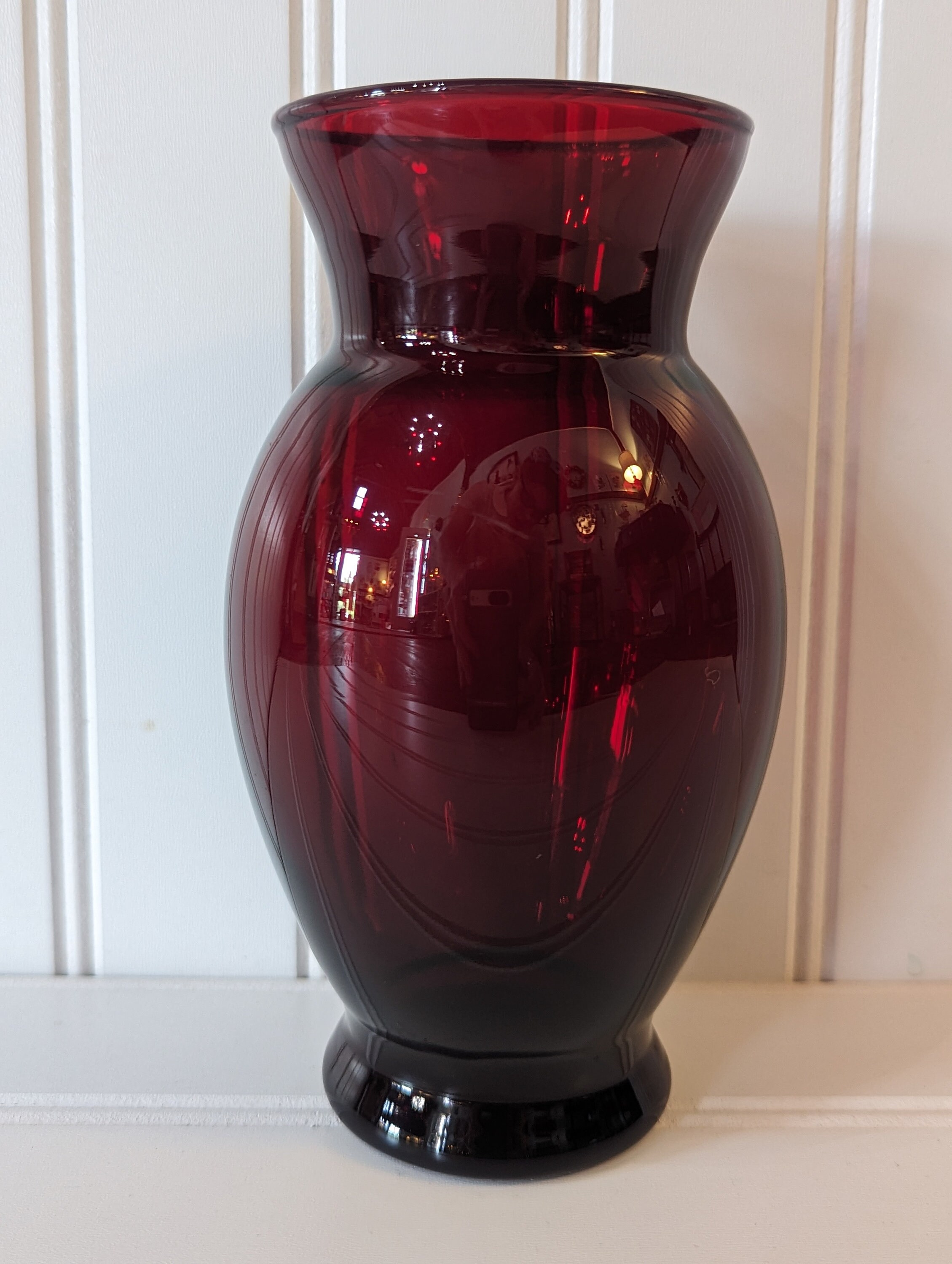 ヴィンテージ アンカーホッキング ロイヤルルビーレッドガラスフラワー