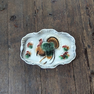 Bandeja/Travessa Vintage Lane Co. em Cerâmica Relevada com Formato de Peru