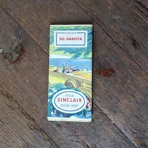 Vintage 1934 Sinclair Gas Map of South Dakota