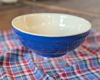 Vintage Blue Oxford Stoneware Serving Bowl- 9 1/8"