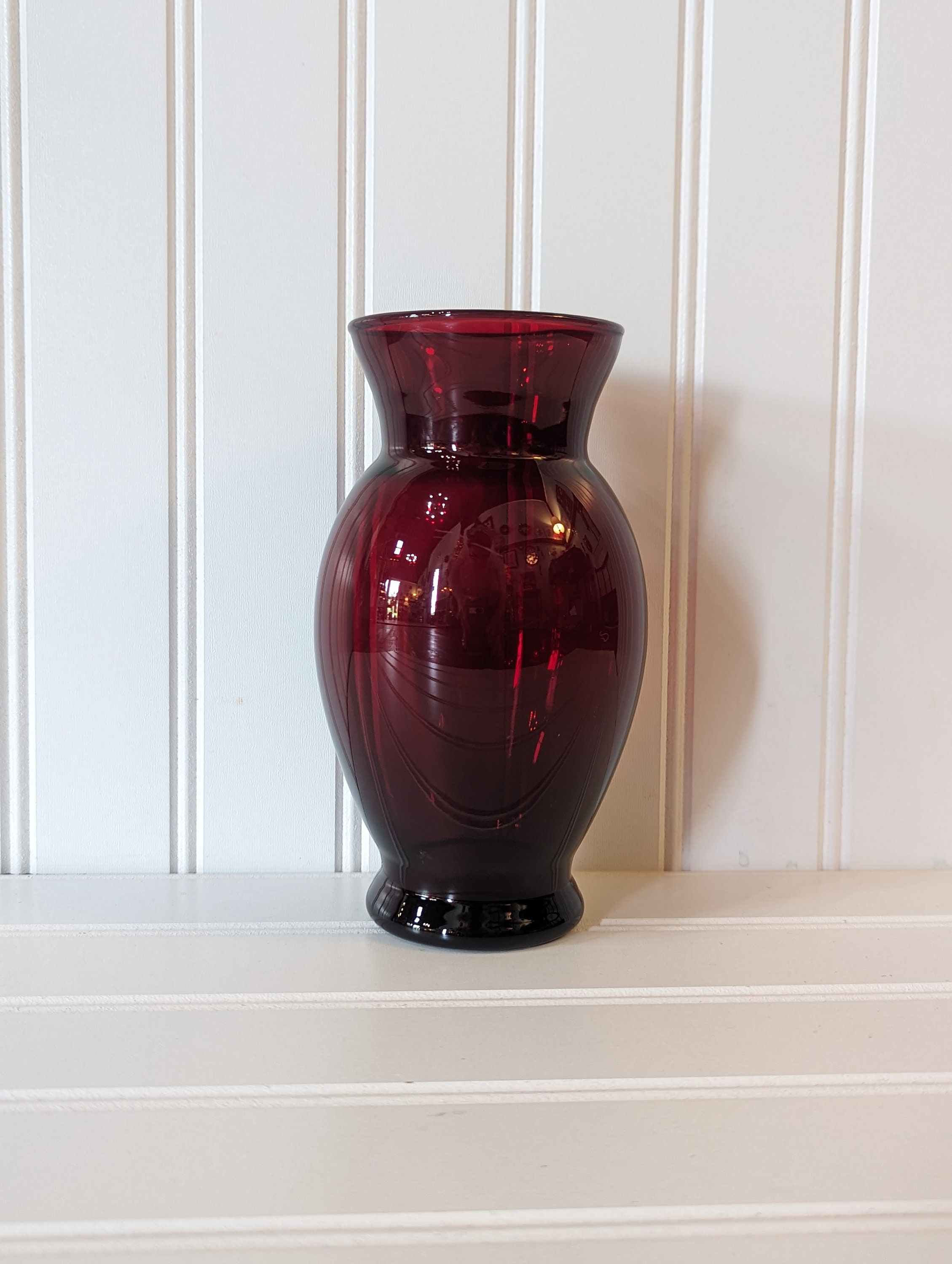 Vintage Anchor Hocking Royal Ruby Red Glass Flower Vase