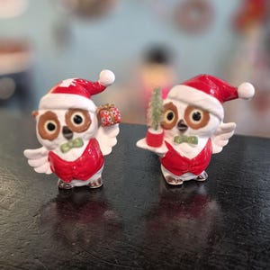 Vintage Napco Japan Ceramic Santa Owls