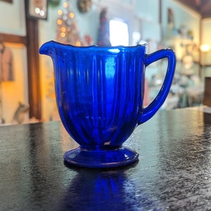 Vintage New Martinsville &quot;Addie&quot; Blue Depression Glass Creamer