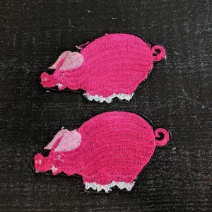 Vintage Pink Pig Sew On Applique Patches