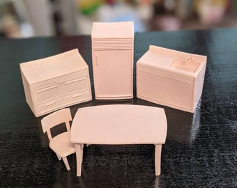 Vintage MPCo Pink Dollhouse Kitchen and Dining