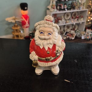 Vintage Napco Japan Ceramic Spaghetti Santa Piggy Bank