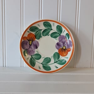 Vintage Czech Hand-Painted Orange and Purple Saucer