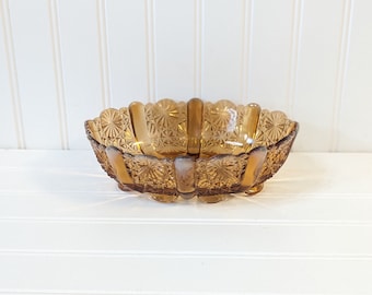 Vintage Amber Colored Glass Fenton Old Virginia Glass Scalloped