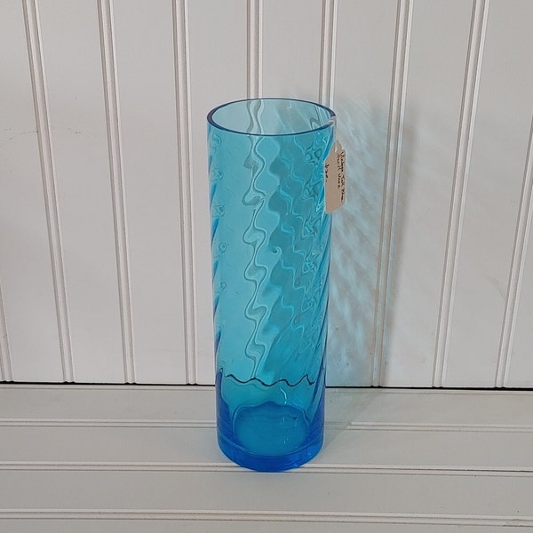 Tall Azure Blue Glass Vase Etsy