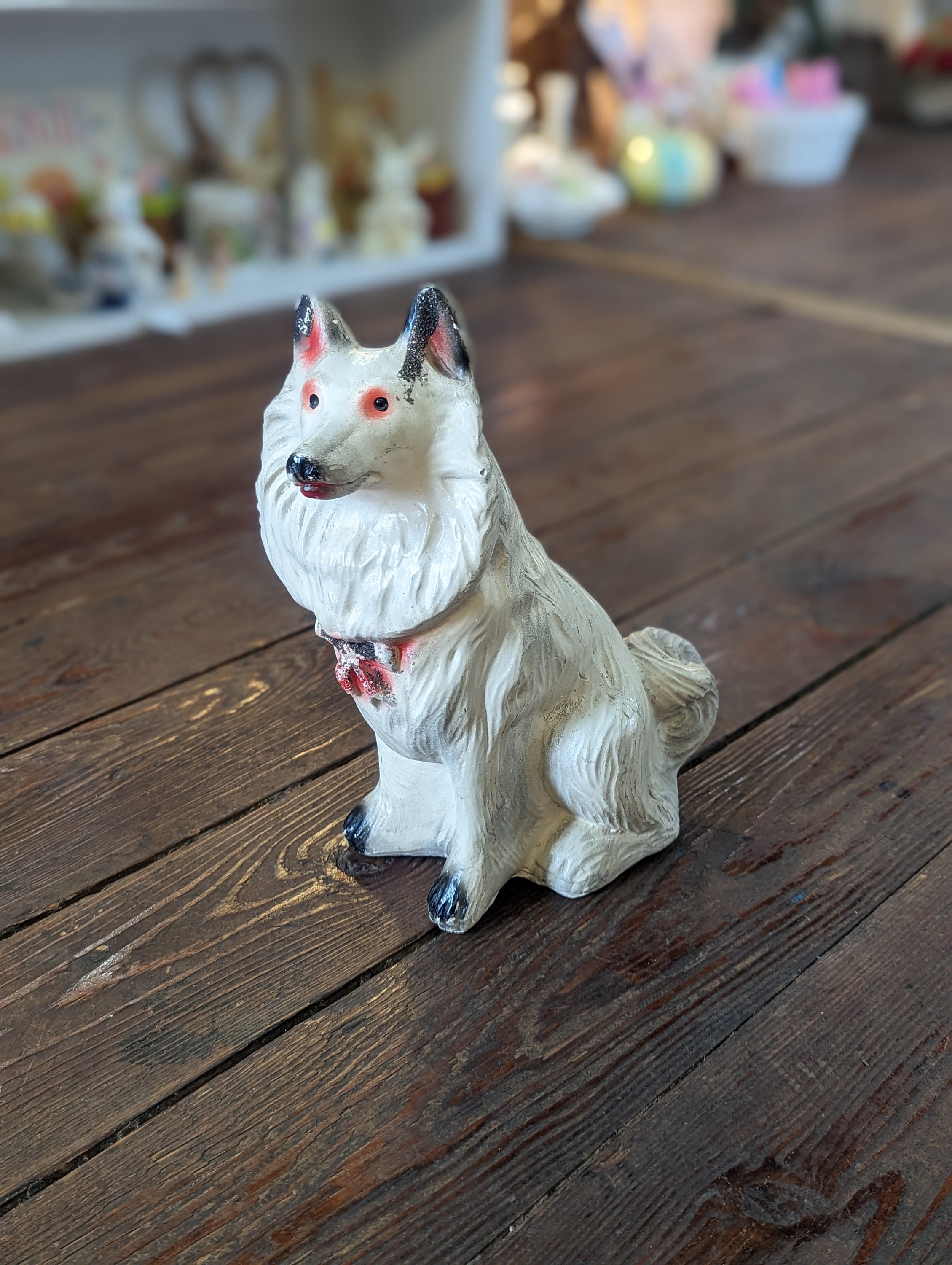 Vintage Chalkware Collie Dog Statue - Etsy
