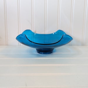 Vintage Viking Peacock Blue Glass Dish