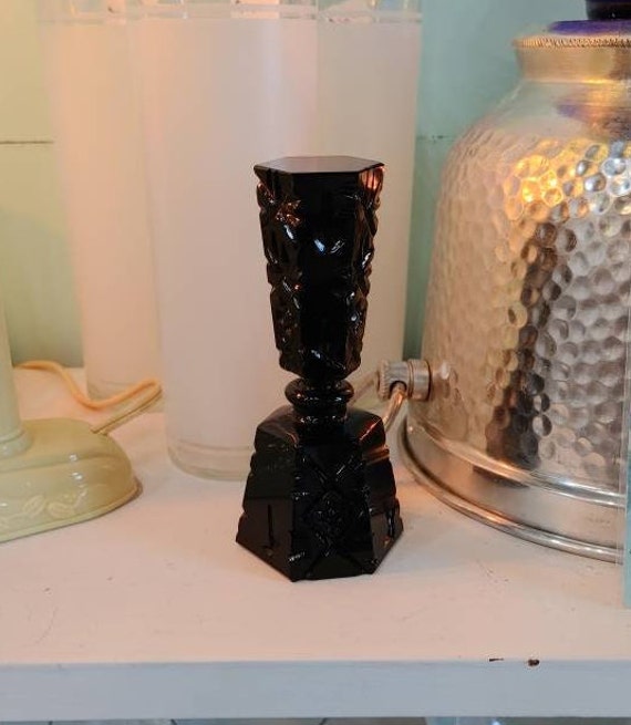 Vintage Black Amethyst Glass Perfume Bottle