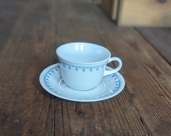 Vintage Corelle Snowflake Blue Teacup and Saucer