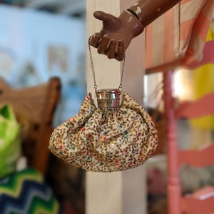 Vintage Charlet Multi Color Sequined Silver Gate Top Purse