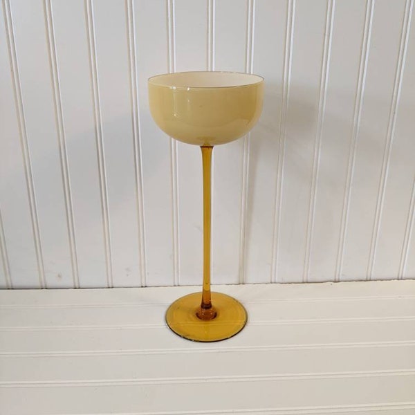 Vintage Cased Amber Glass Long Stemmed Compote