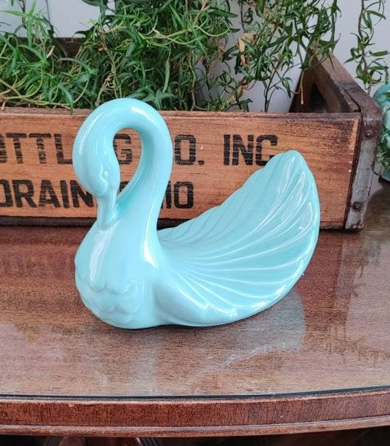 Vintage Ceramic Andre Richard Turquoise Swan Towel Holder Etsy