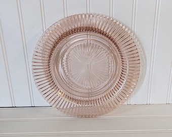 Vintage Anchor Hocking Pink Queen Mary Dinner Plate- 10"