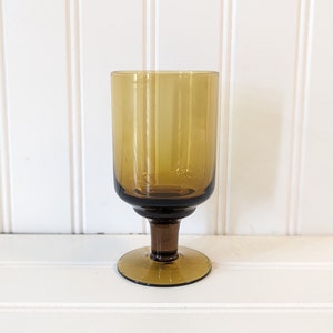 Vintage Footed Amber Glass Drinking Glass