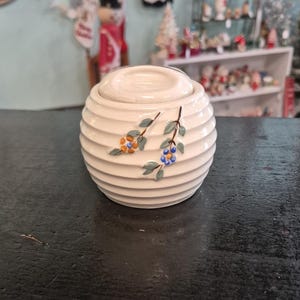 Azucarero de cerámica estilo anillo de marfil vintage