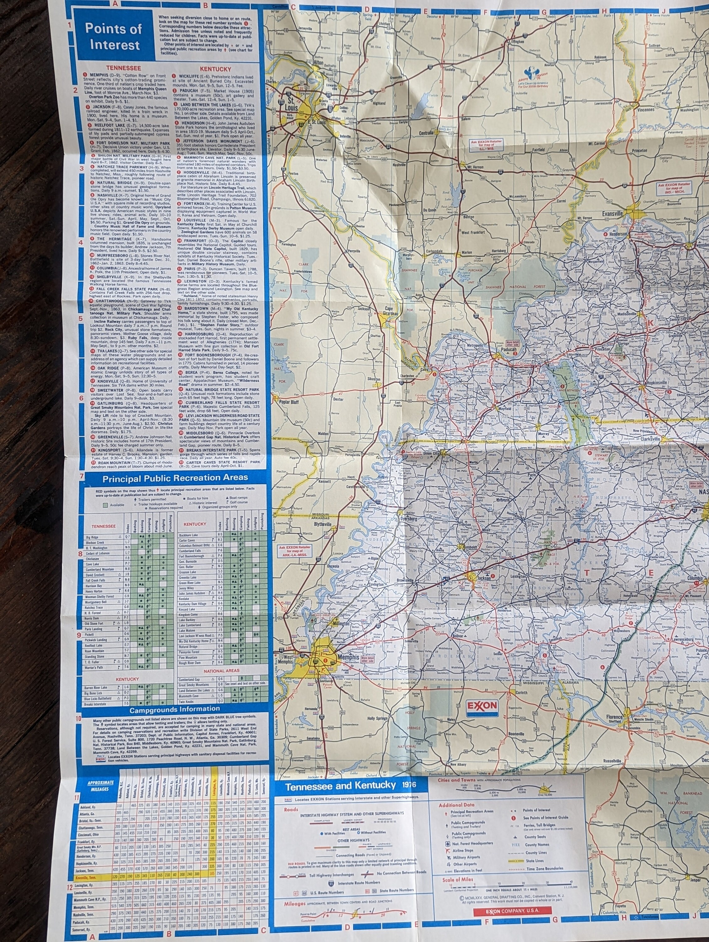 Vintage Exxon Bicentennial Map of Tennessee and Kentucky - Etsy Australia