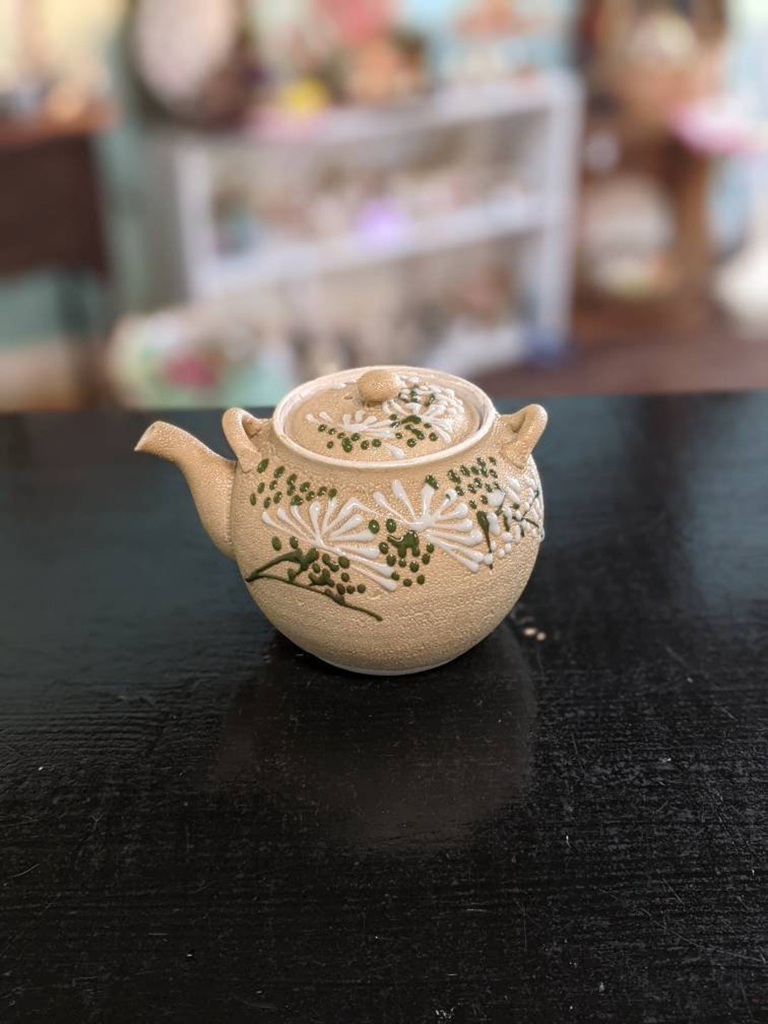 Vintage Japanese Banko Teapot With Dark Green Paint Etsy