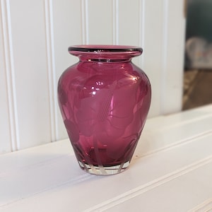 Vintage Signed Correia Cranberry Art Glass Vase