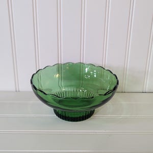 Vintage Green E O Brody Green Glass Compote Bowl