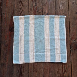 Vintage Cone Turquoise Blue and Gold Striped Bath Towel