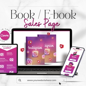 Book Sales Page Template: Canva Landing Page (Digital Download)
