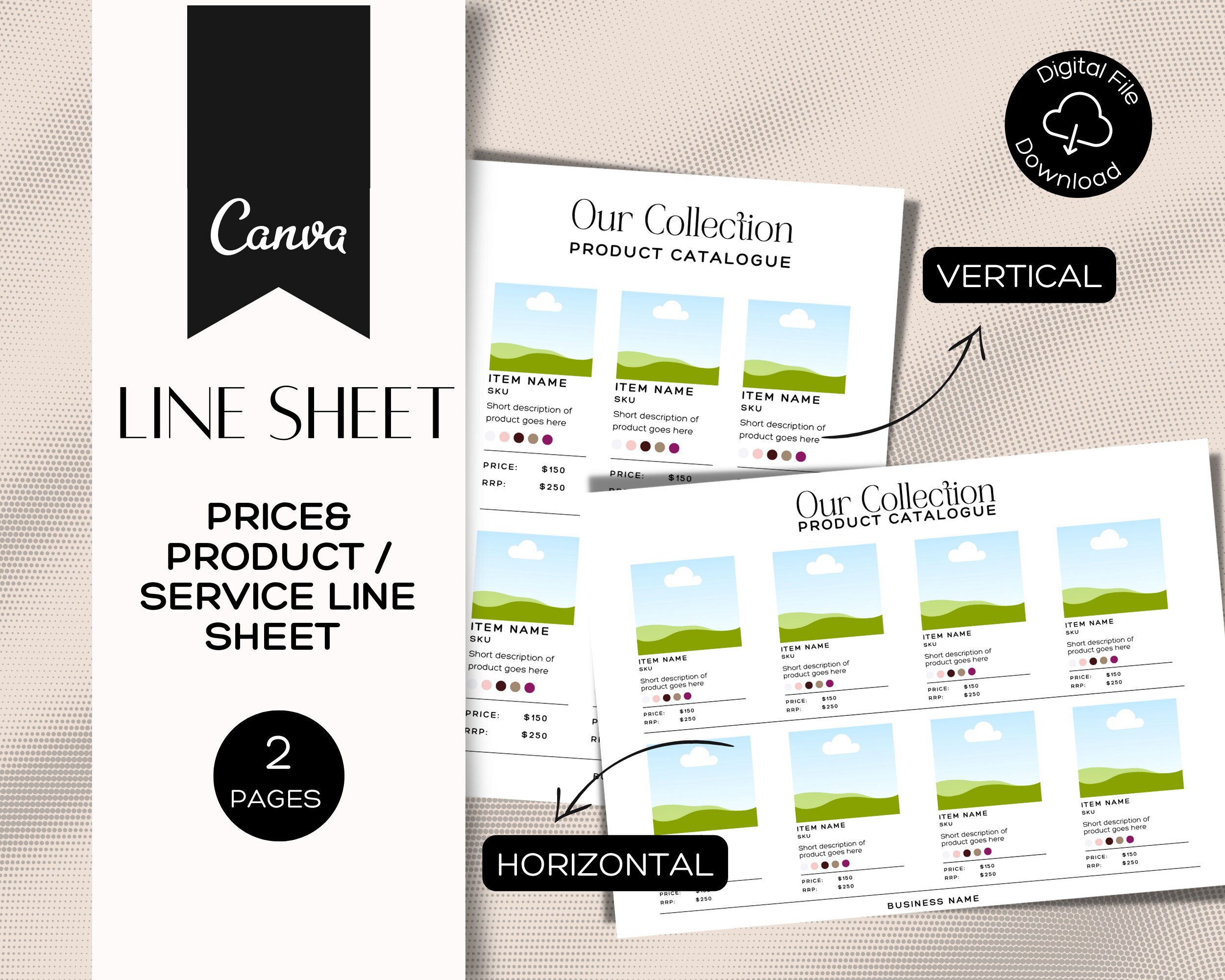 Editable Line Sheet Templates Vertical And Horizontal Etsy Canada