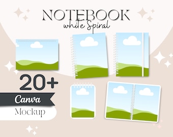 Spiral Notebook Mockup, Canva Template,  Add your own Image, Notebook Canva Mockup, Spiral bound, Notebook Template, Canva Editable