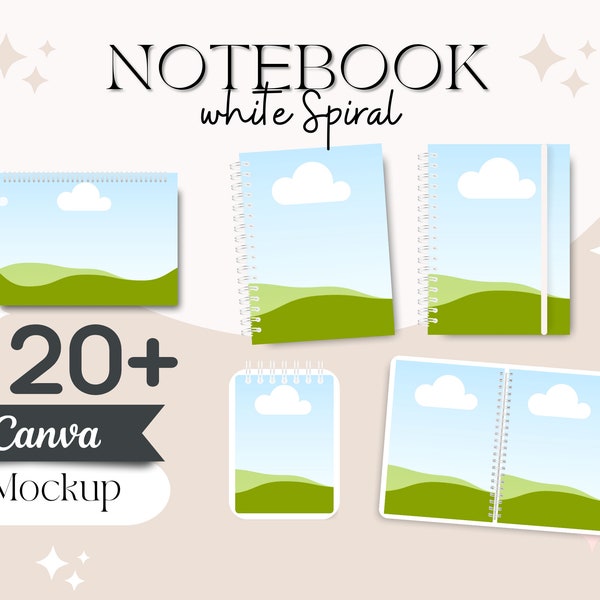 Spiral Notizbuch Mockup, Canva Vorlage, Fügen Sie Ihr eigenes Bild hinzu, Notizbuch Canva Mockup, Spirale gebunden, Notizbuch Vorlage, Canva Editable