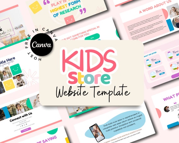 KIDS Shop WEBSITE Baby Boutique Website Template Canva Template Sales Page Landing Page Canva Template Online Shop Template Etsy Canada