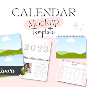 Calendar Mockup,  Canva Mockup Template, Canva Editable,  Digital Product Display, Spiral notebook, notebook template, notebook mockup