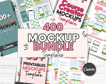Paquete de maquetas de productos: Plantillas editables de Canva para anuncios de Etsy (producto digital)