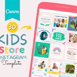Kids Shop Instagram Templates: 30 Canva Designs (PDF)