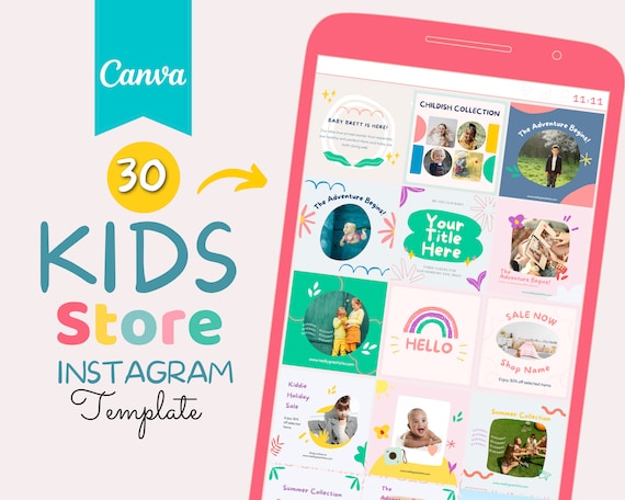 Kids Shop Instagram Templates: 30 Canva Designs (PDF)