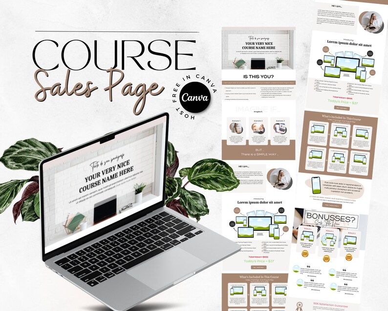 Plantilla de página de ventas de Canva: Curso, página de destino y enlace en la biografía imagen 1