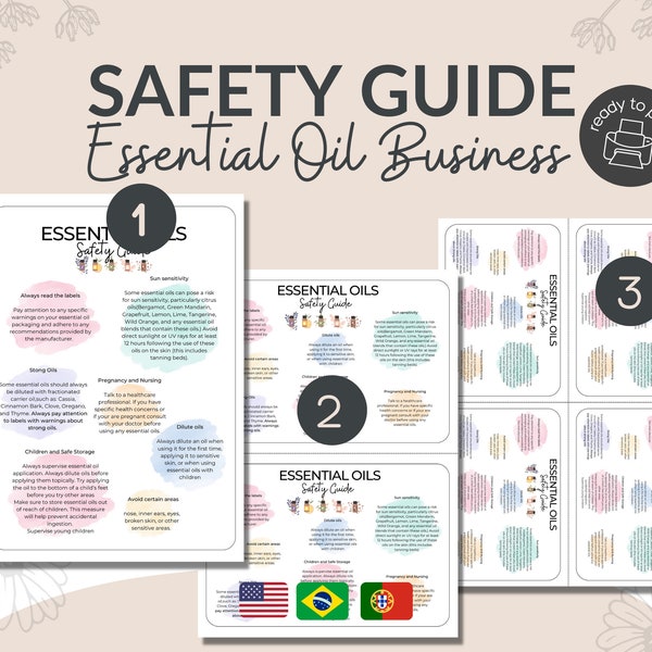 Essential Oil Safety sheet Guide, PDF Welcome Kit Package, essential oil business, Essential Oil Printable, Essential Oil welcome package