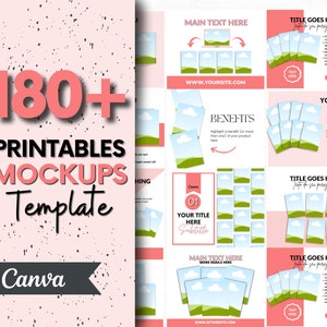 Paper templates, Canva Mockup, Digital Product Template, printable products mockup, Etsy Listing Templates,  Magazine Mockup, Book mockup
